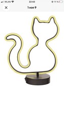 LED Katze Gelb, Standfuß, Neon Licht, Batterie, Innen Deko