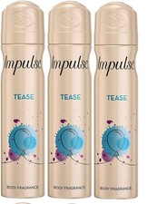 3 x Impulse Deodorant Body Spray 75 ml - Tease
