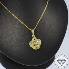 Wert 590 € Solitär Diamant Anhänger mit Kette 585 14 Karat Gelb Gold xxyy
