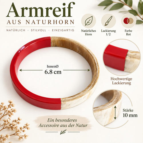 Armreif aus naturhorn - aus, halb