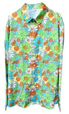 70er Jahre Buntes, Hippie Herren Hemd Langarm Regular Fit Gr. XL