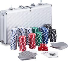 RELAXDAYS Pokerkoffer 300 Laser Pokerchips Aluminiumkoffer abschließbar silber ✅