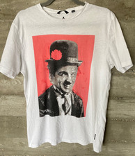 Only & Sons T-Shirt Weiß S Baumwolle Rundhals Charlie Chaplin Print