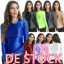 Damen`Wetlook Shirt Glänzend Atmungsaktiv Langarmshirt Lässige Oberteile T-Shirt