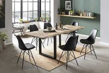 Baumkanten Essgruppe Mangoholz 180(280)x90 cm schwarz 7tlg. NOAR-LERCHE B-WARE