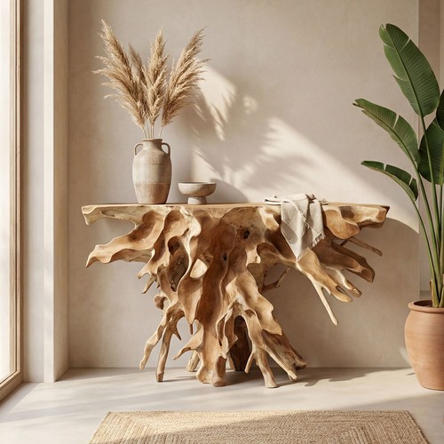 Konsolentisch teak wurzelholz - teak,