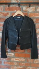 Neu Karl Lagerfeld Lederjacke Echtleder Leder schwarz XS Biker