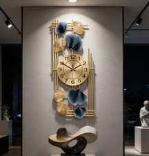 Design Wanduhr Marineblau Gold