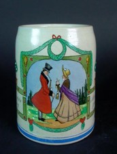 Jugendstil Bierkrug - bemalt