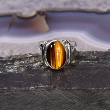 Tigerauge Ring, 925er Silber