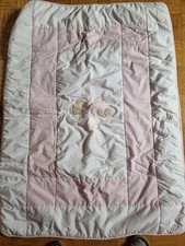 Kleinkind - - Baby-Decke -  Gr 120 x  95 cm wattiert - rosa - weiß - 100 % BW