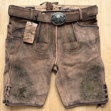 Stockerpoint Herren Lederhose Finstawoid Gr. 52 L Braun Grün Oktoberfest NEU