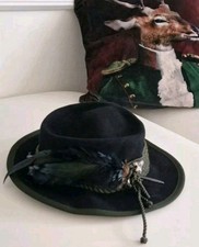 Mayser Milz Trachten Hut GR. S 54/55 Kordel Feder Schwarz Grün Festlich TOP ?