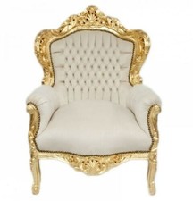 Barock Sessel Kunstleder Weiß