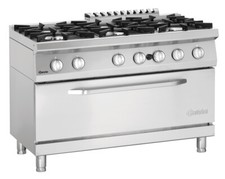 Bartscher Gasherd Edelstahl 6 Flammen Gussroste Riesen-Gasbackofen 70060 GB1050