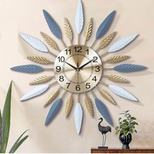 Lafocuse Wanduhr Große Goldmetall, moderne ruhige Wanduhr, kreative dekorative