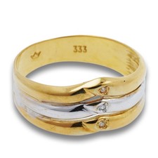 Ring 333 Gold 8 Karat Bicolor Diamant Damen Größe 60 Wert 430,-
