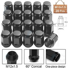 20x Radmuttern Schwarz M12x1,5