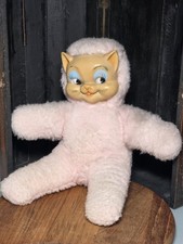 DDR VEB Sonni Spielwaren Katze  Plüsch Plüschtier Vintage Puppe   Gummigesicht
