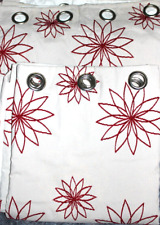 Dunelm Mill*2xGobelin Ösenvorhänge Beige Rot Weihnachten Blickdicht 190x187