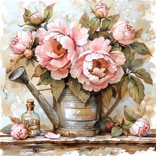 Dekobild Gießkanne Blumen Vintage Shabby Wandbild Wanddeko Dekofliese Wandfliese