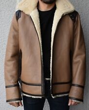 Herren Pilotenjacke Fliegerjacke echte  Lammfelljacke Gr.48,50,52,54,56,58