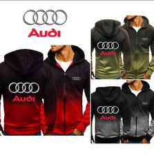 Audi Herren Oversized Gradient Sportswear Casual Hoodie Hooded Zipper Sweatshirt