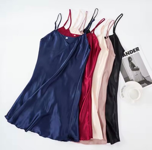 Damen satin nachthemd sexy - satin,