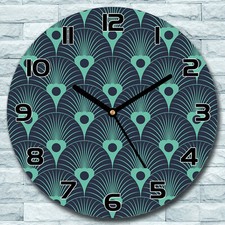 Wanduhr aus Glas Rund fi 30 neonblau Art Deco Quarz Deko Schlafzimmer Büro