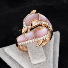 Wert 2980 € Brillant Perlmutt Ring Delfin 585 14 Karat Rose Gold