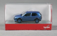 HERPA 034074-002 H0,1:87 VW Golf III VR6 blaumetallic, Felgen blau - NEUWARE!
