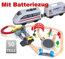 Holz Eisenbahn Set Kinder Zug Lok Schienen Zubehör + BATTERIEZUG city Schnellzug