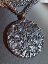 Wikinger Halskette Schwarz Anhänger Kompass beidseitig Nordisch Odin Krieger