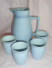 LILIENPORZELLAN - Karaffe - Krug mit 6 Bechern - hellblau - pastell zu Melitta