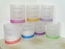 Windlichter Lichthülle Taufe Kommunion Konfirmation Firmung * indiv. Namensdruck