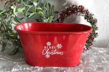 Übertopf Blumenkübel Schale Jardiniere MERRY CHRISTMAS, oval Rot, Weihnachten