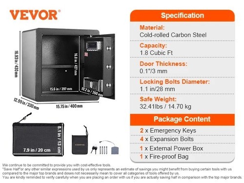 Vevor 62l digital safe - vevor, box