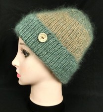 Warme Strickmütze Merino/Mohair/Seide Beanie Hipstermütze Handarbeit Unikat Gr L