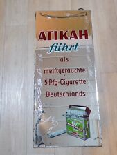 altes Atikah Cigarette Werbe-Schild Spiegel Glas Plakat Werbung Reklame Dresden