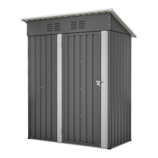 Metall Geräteschuppen 1m² Grau Gerätehaus mit Pultdach stabiler Schuppen Garten
