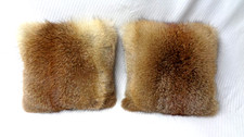 2 PELZ KISSEN,FELL KISSEN nord. ROTFUCHS  NACHHALTIGKEIT 30x30 cm  NEU UPCYCLING