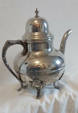 Jugendstil Kaffee-Kanne TD Krone gest  Teapot Vintage Geschirr France Etain Fin 