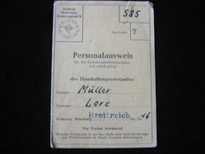 Personalausweis Lebensmittelversorgung Würzburg Ernährungsamt 1949 Dokument