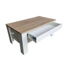 Couchtisch Sofa Wohnzimmertisch Ewa 100 x 54 cm Sonoma Eiche Weiß Schublade Neu