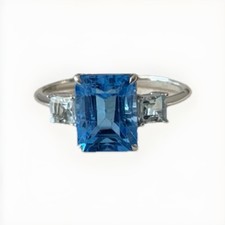 14K Weißgold Ring mit blauem