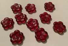 10 BÖHMISCHE / TSCHECHISCHE GLASBLUMEN BLÜTEN ROT 14 MM (193/2)