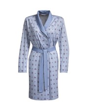 ascafa Premium Damen Mantel Bademantel Morgenmantel blau gestreift NEU