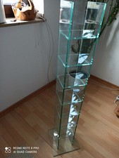 CD Rack aus Glas, 8 Fächer, Standfläche 25 cm x 25 cm, 113 cm hoch, unbeschädigt