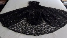 Corsagenkleid Gothic Gr.36 Schwarz Spitze Lang mit Schulterscharls Lang