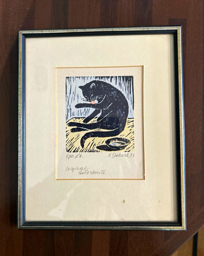 Gerahmter holzschnitt print - gerahmter, holzschnitt-print